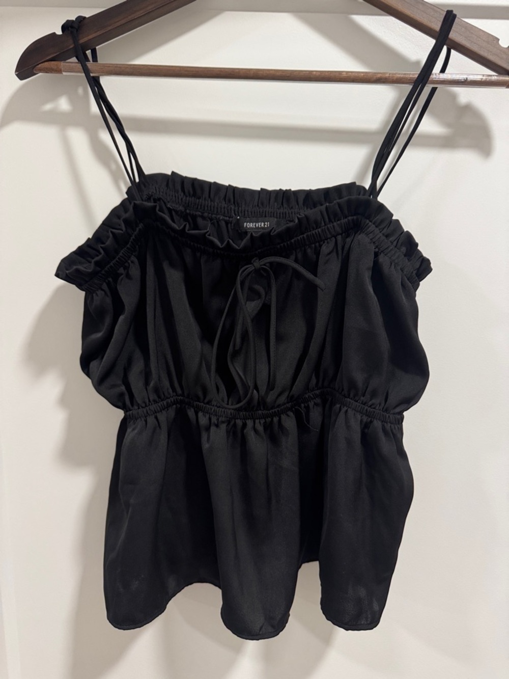 Forever 21 Black Ruffled Peplum Camisole with Adjustable Straps - worn once